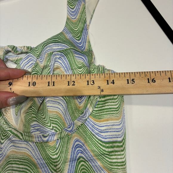 For Love & Lemons Green Bustier Yori Chevron Mini Dress Sz Large MSRP $212 - Picture 14 of 16